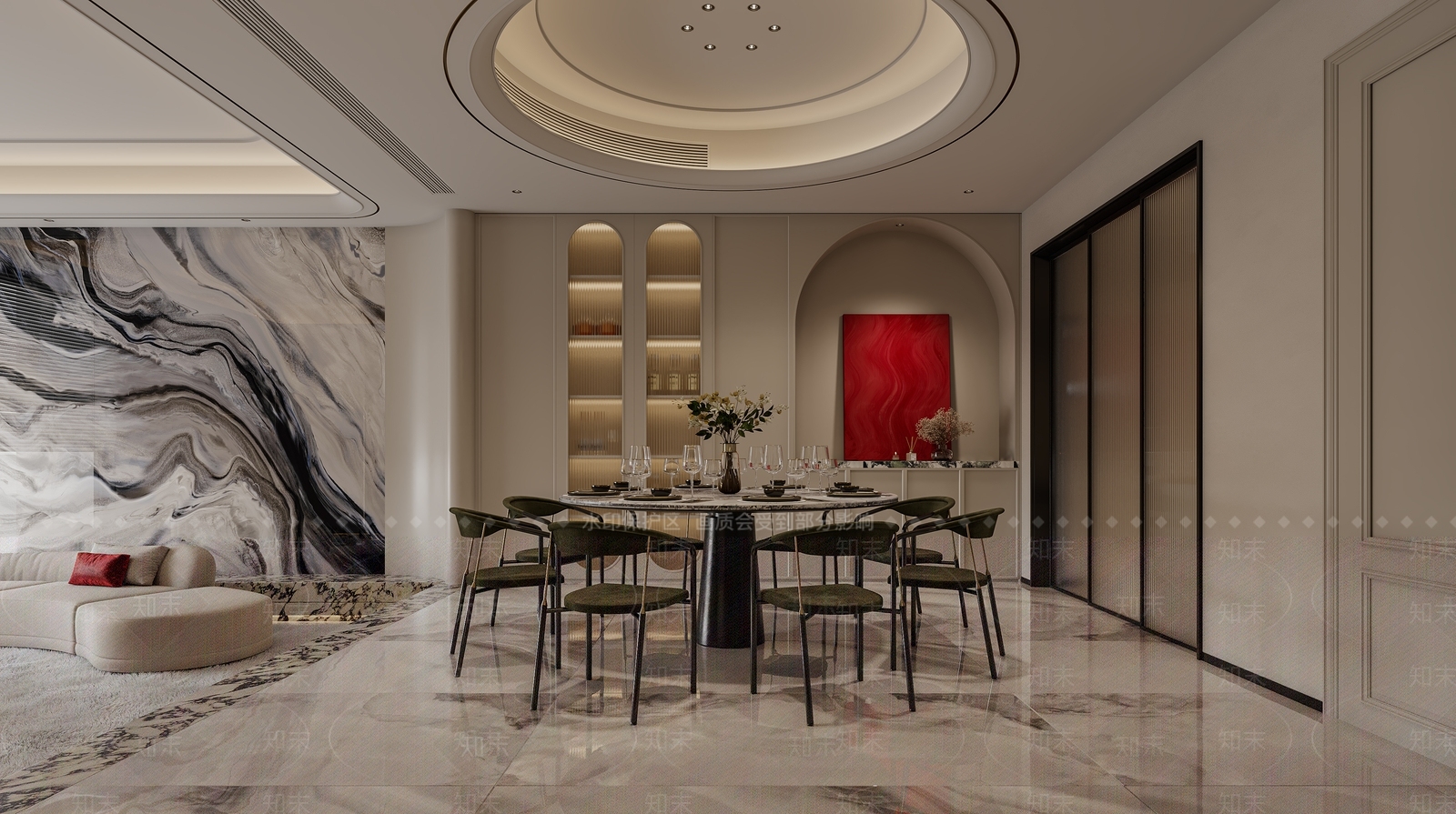 现代酒店餐厅3D模型下载【ID:1222007492】