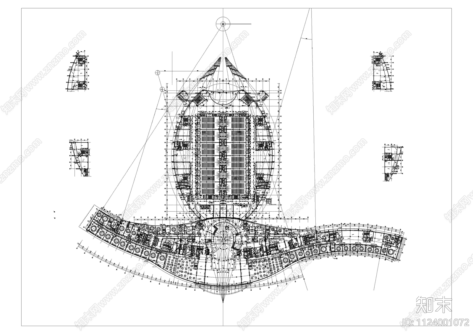 现代简约武汉洲际酒店cad施工图下载【ID:1124001072】