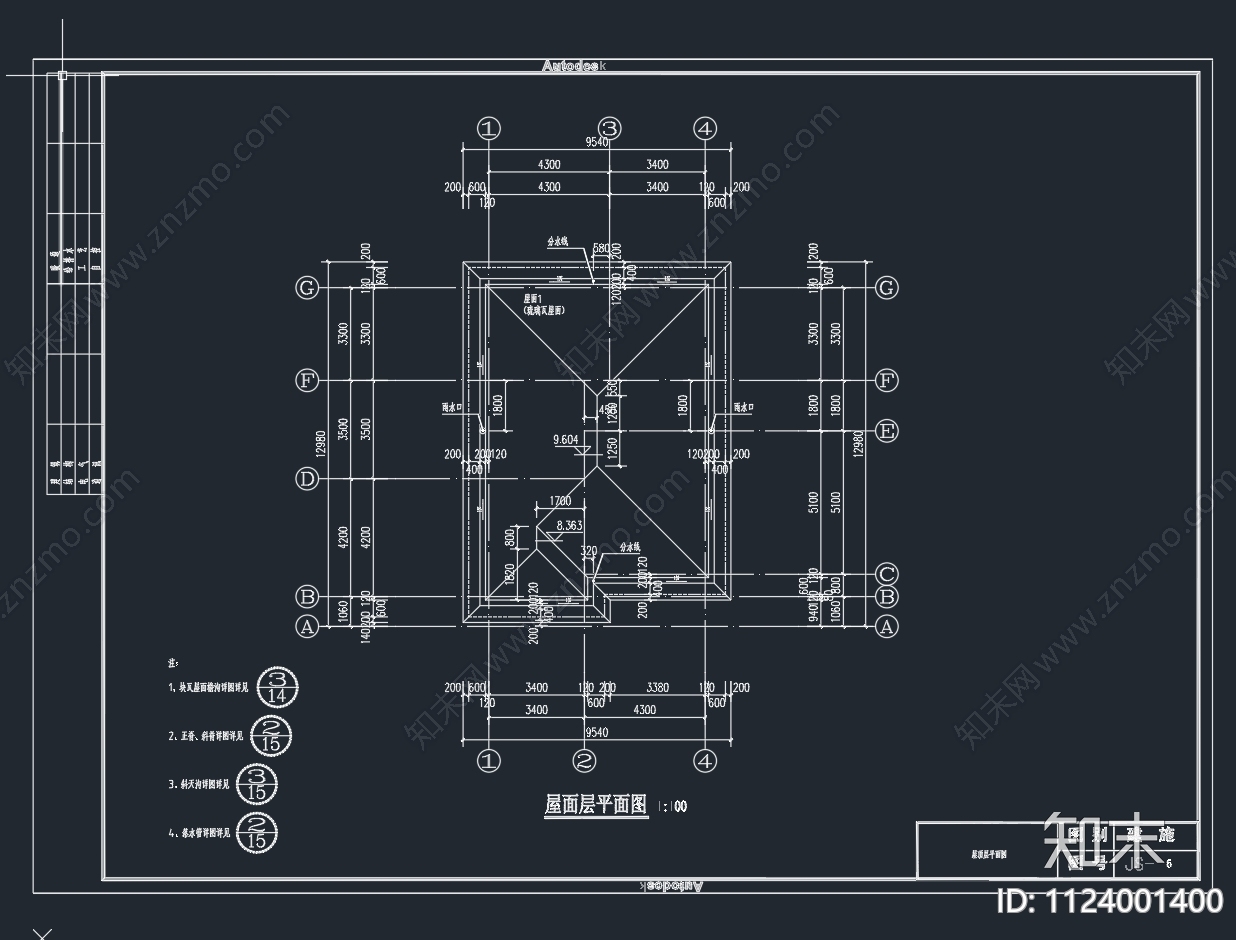 自建房别墅建筑设计cad施工图下载【ID:1124001400】