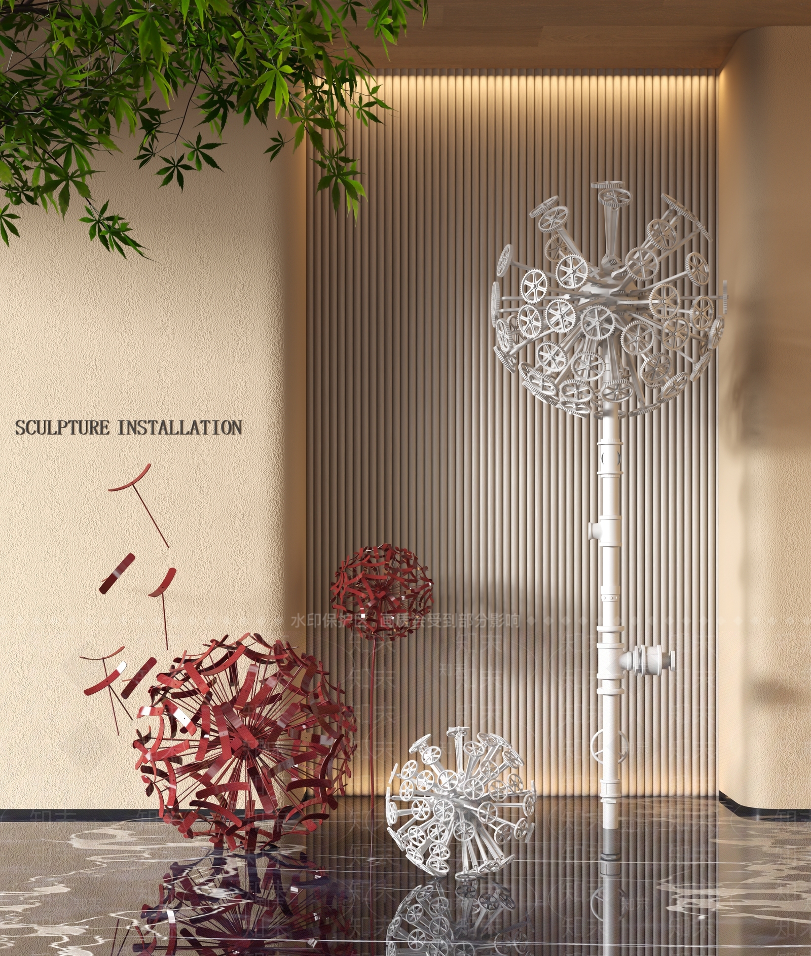 现代蒲公英抽象雕塑装置SU模型下载【ID:1124020899】