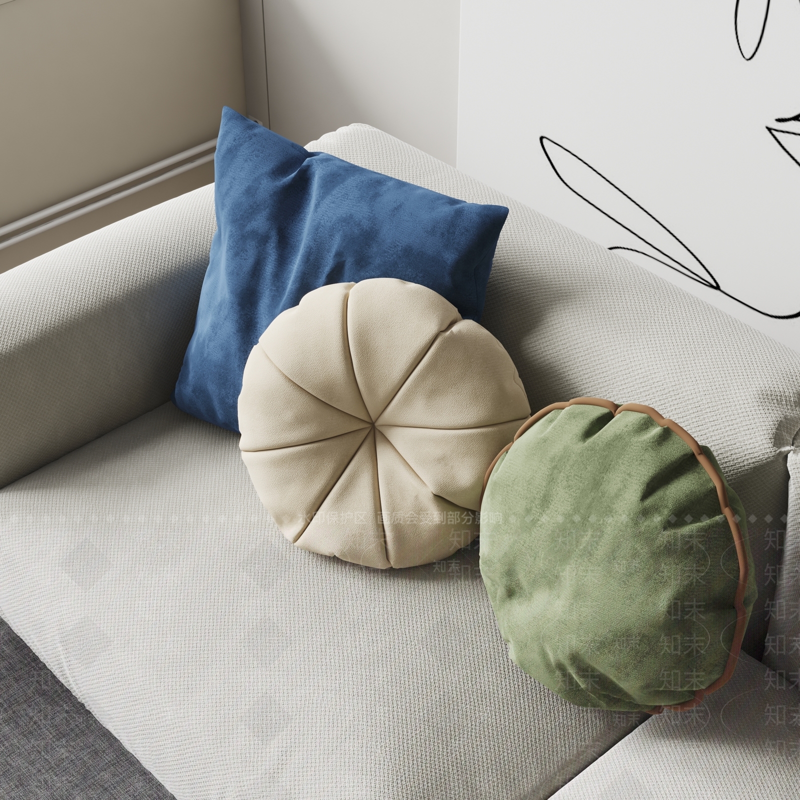 现代抱枕3D模型下载【ID:1124033646】