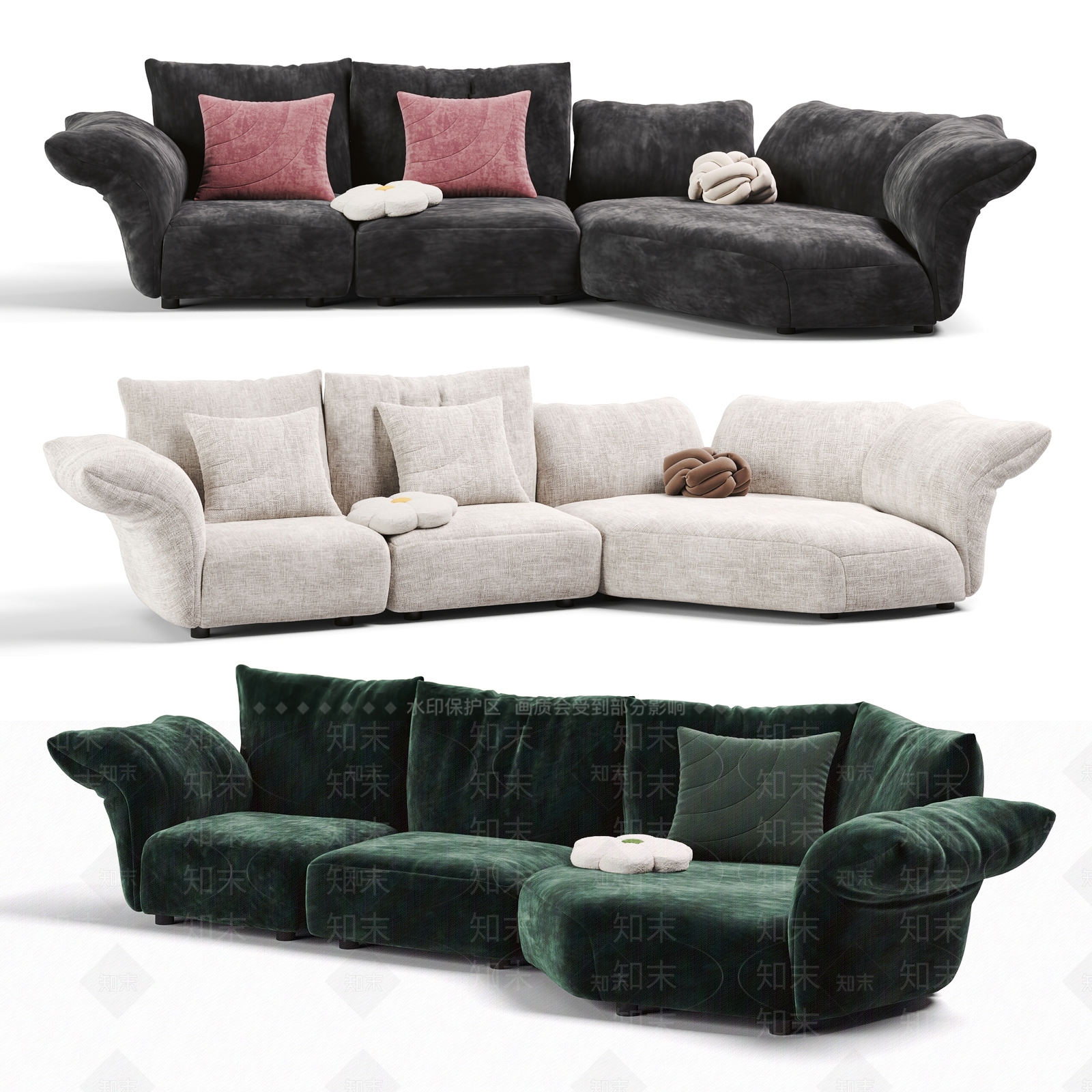 EDRA现代弧形沙发3D模型下载【ID:1124031860】_知末3d模型网