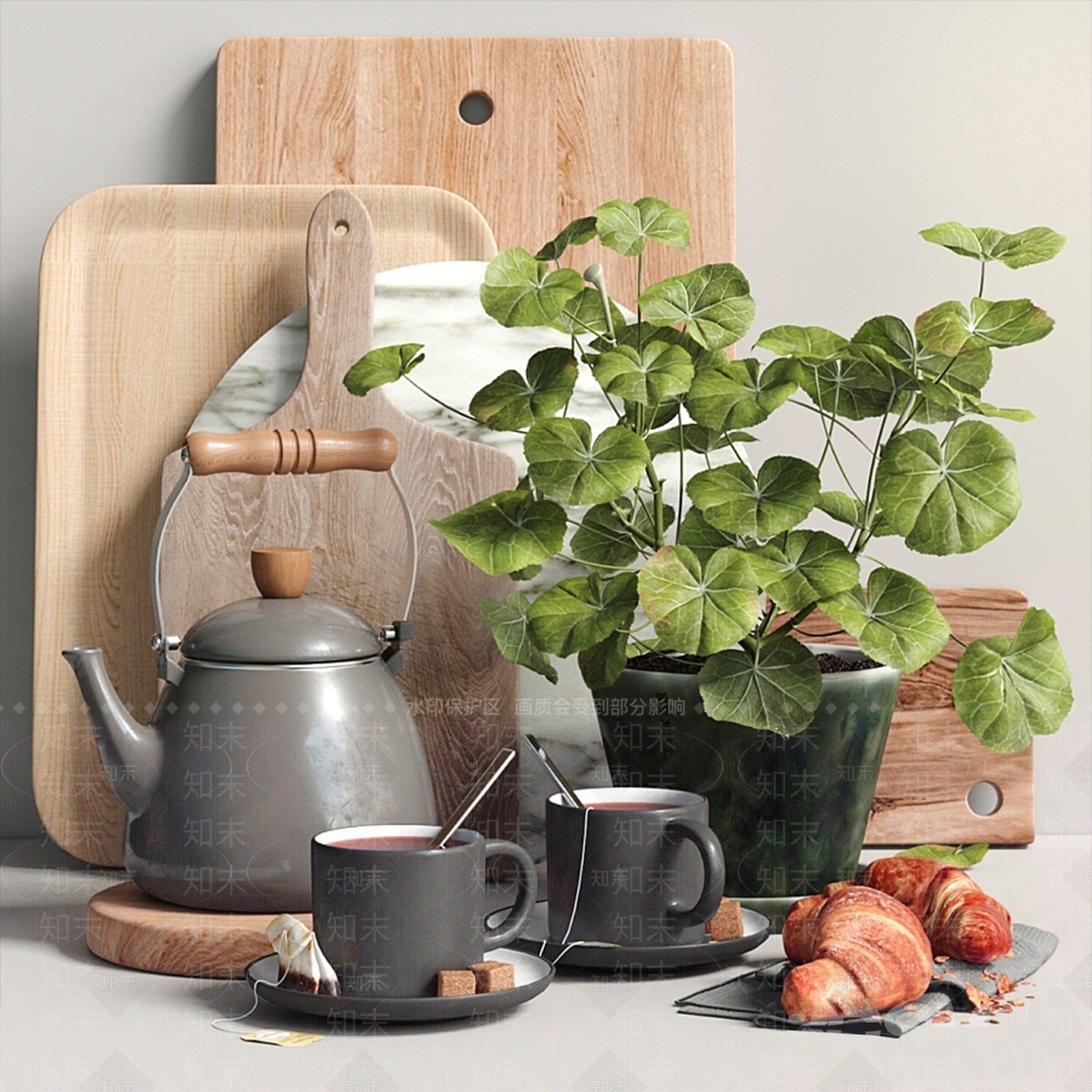 厨房用品组合SU模型下载【ID:1124036902】
