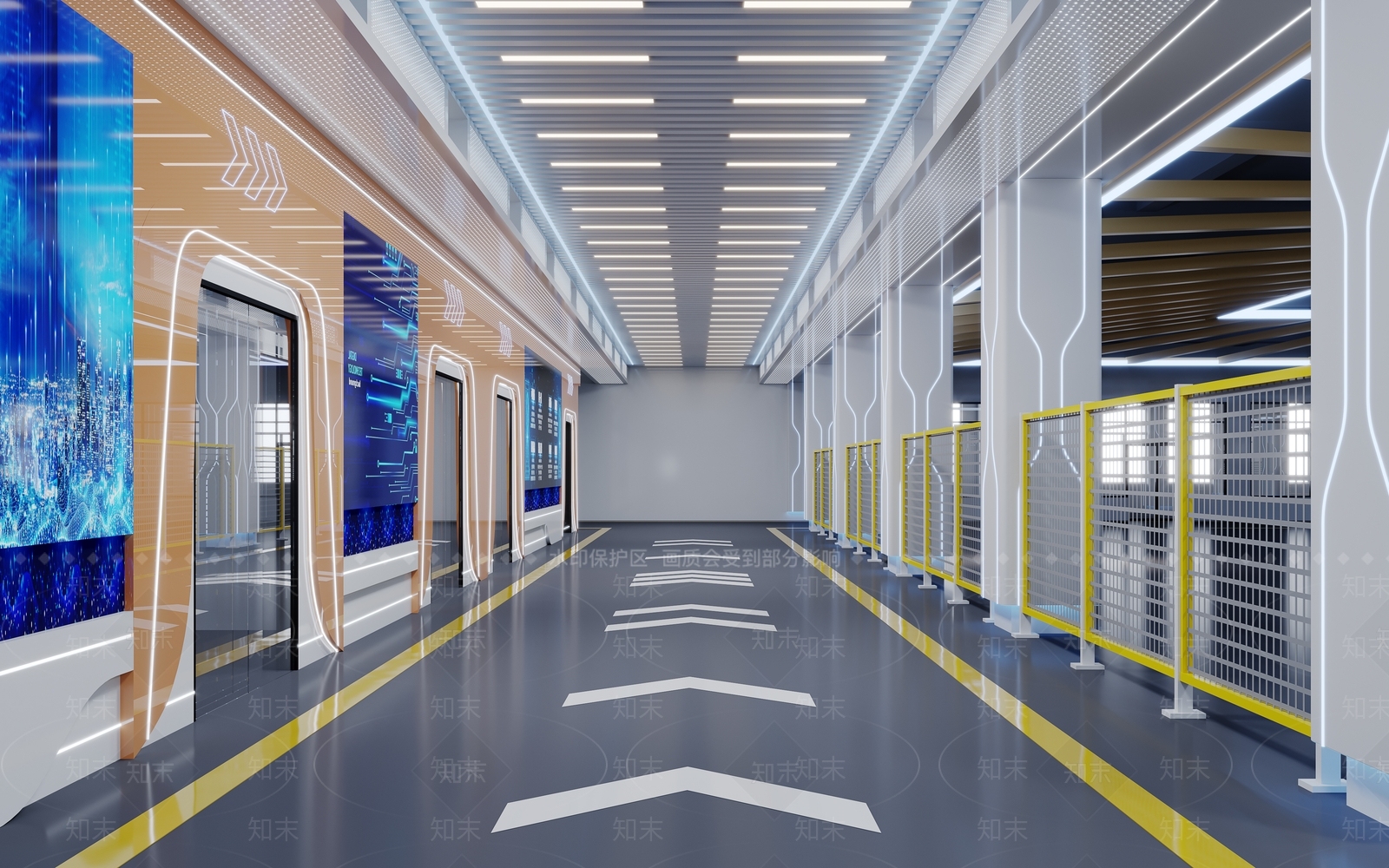 现代科技展厅过道3D模型下载【ID:1124044722】