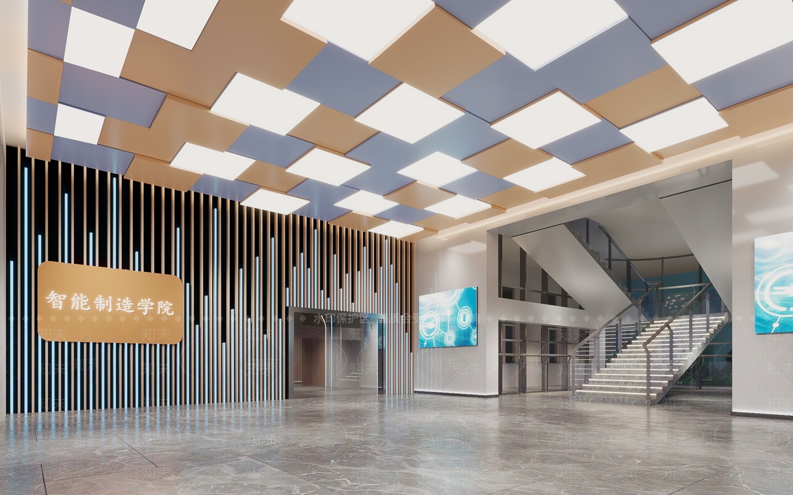 现代学校大厅3D模型下载【ID:1124046369】
