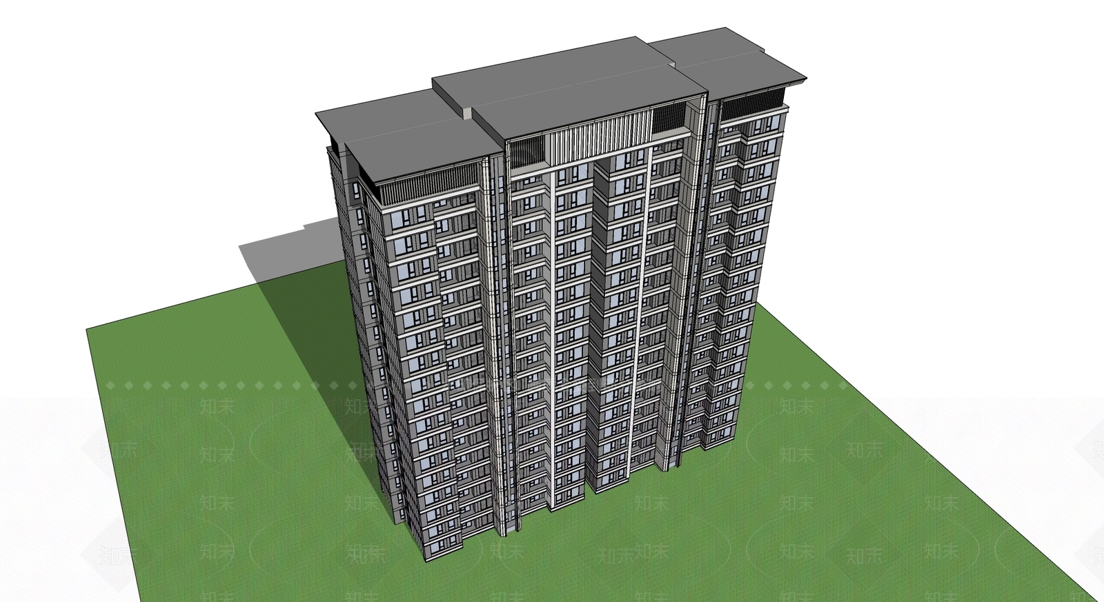 现代高层住宅建筑SU模型下载【ID:1124047526】
