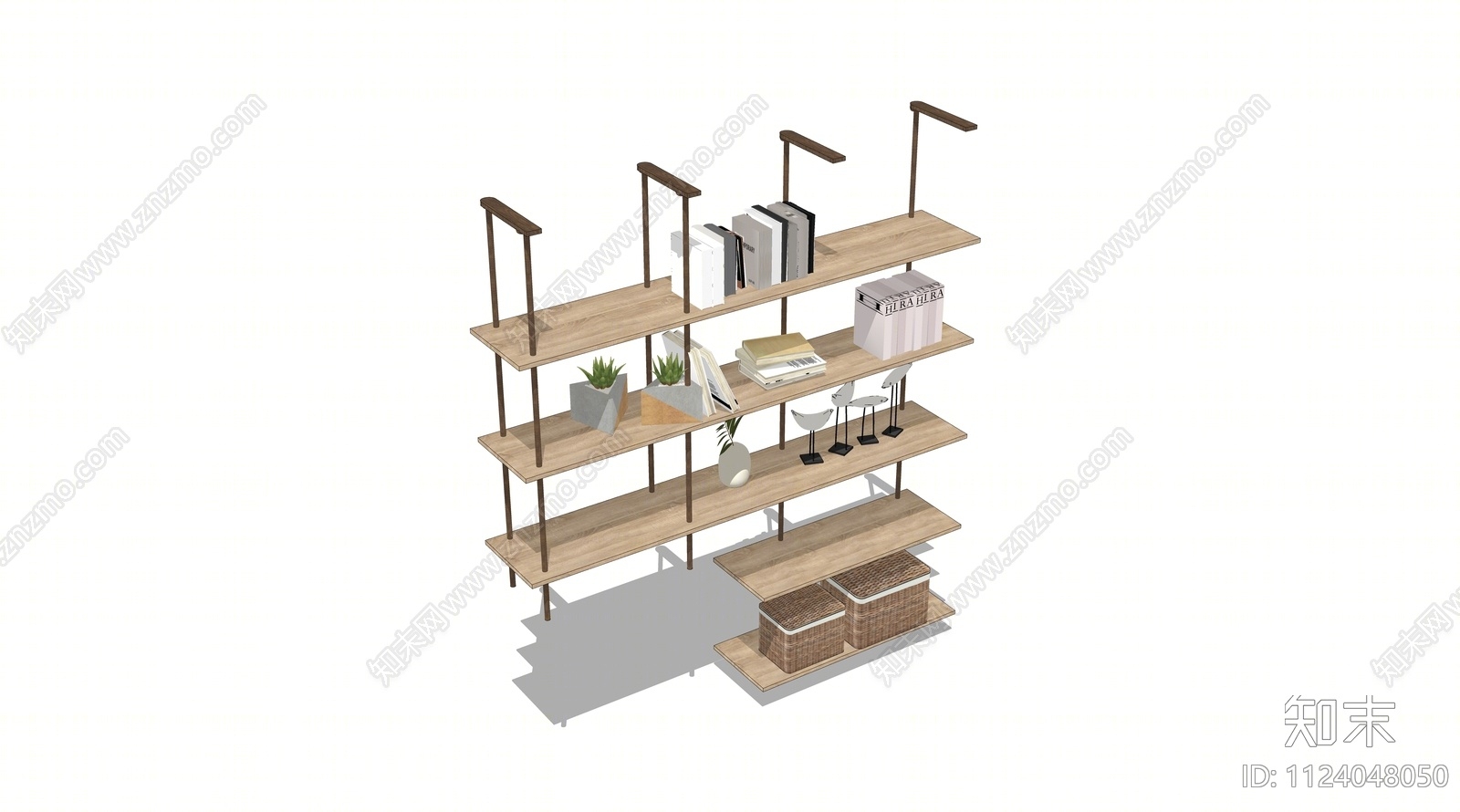 现代简约书架SU模型下载【ID:1124048050】