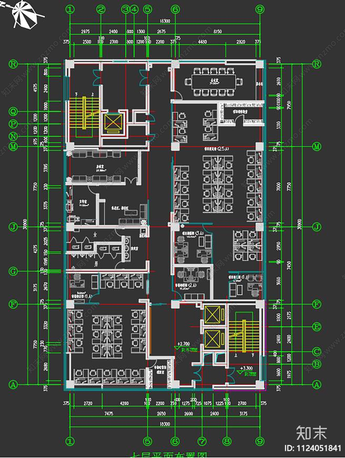 现代办公室提升改造工程cad施工图下载【ID:1124051841】