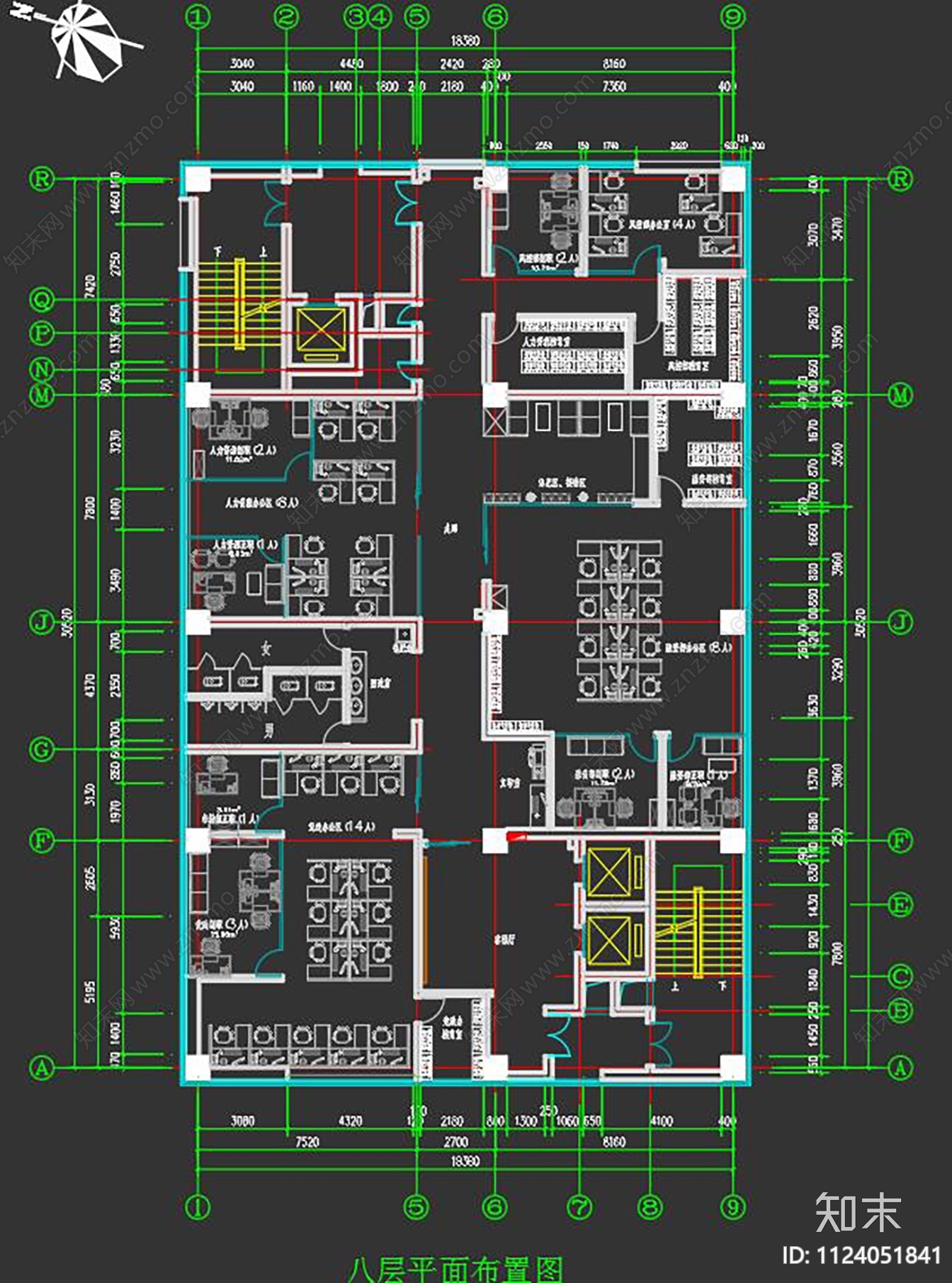 现代办公室提升改造工程cad施工图下载【ID:1124051841】