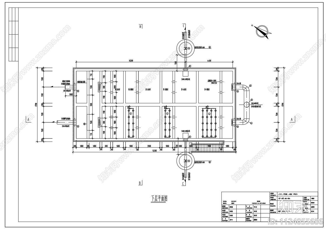 臭氧氧化池平面剖面工艺图施工图下载【ID:1124055686】