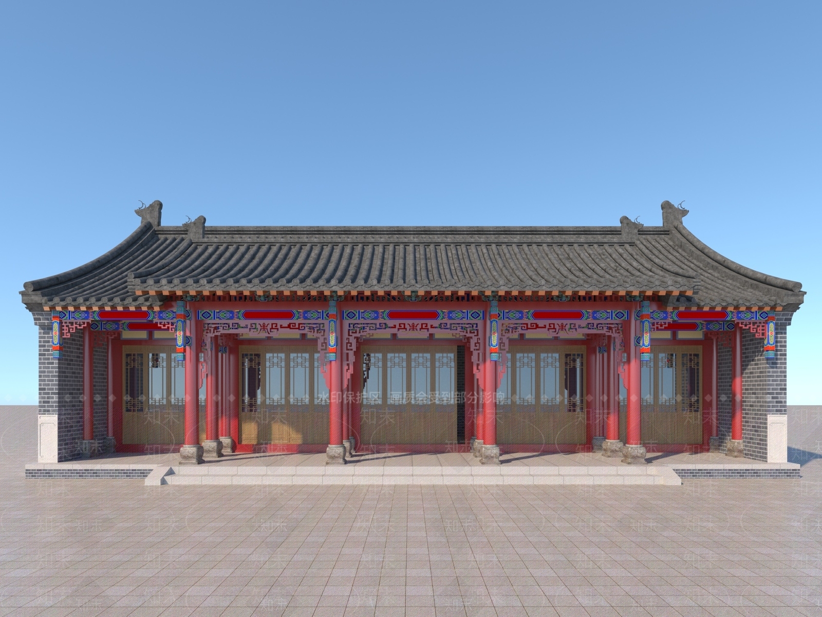 新中式古建3D模型下载【ID:1124068622】_知末3d模型网