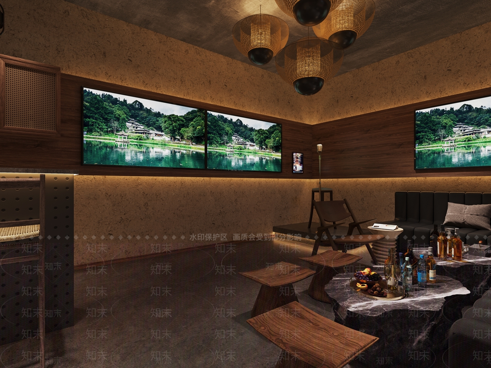 侘寂风KTV包厢3D模型下载【ID:1124076049】