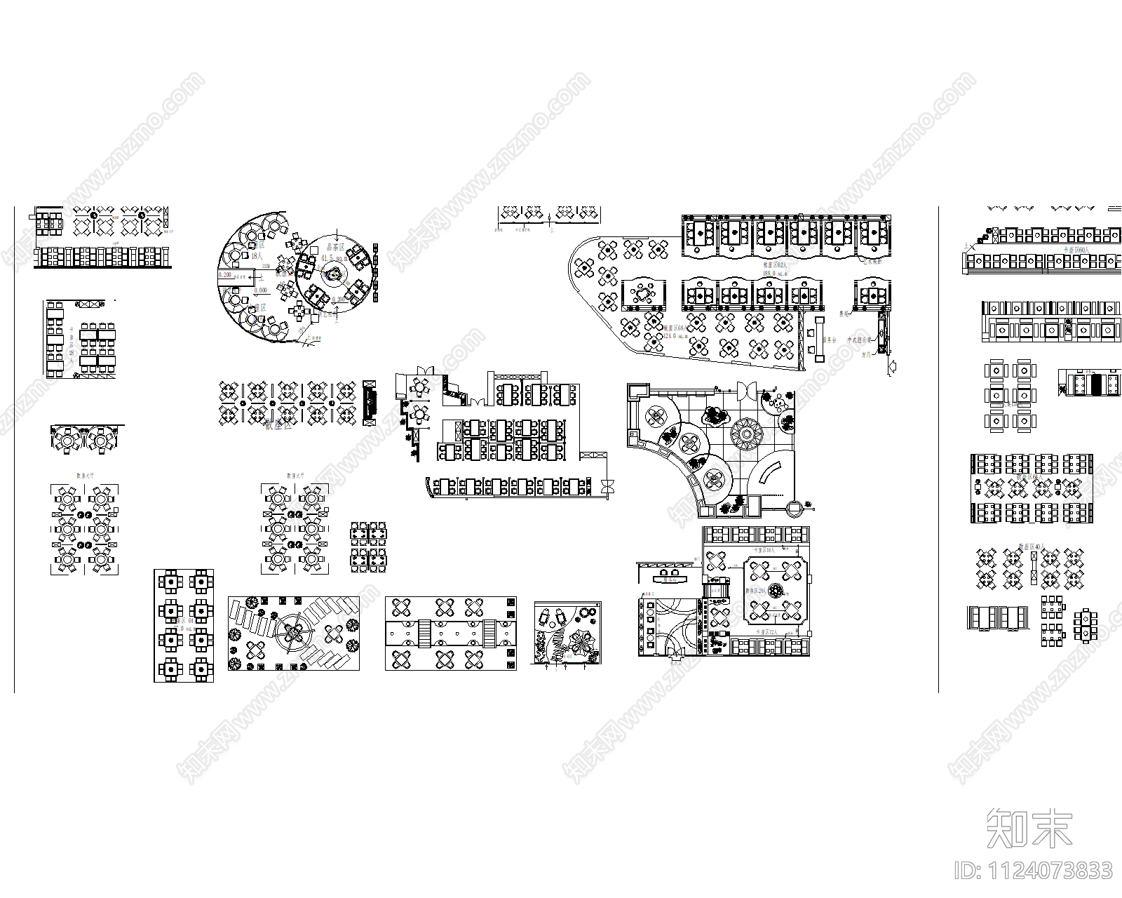 工装餐饮设计cad家具模块施工图下载【ID:1124073833】