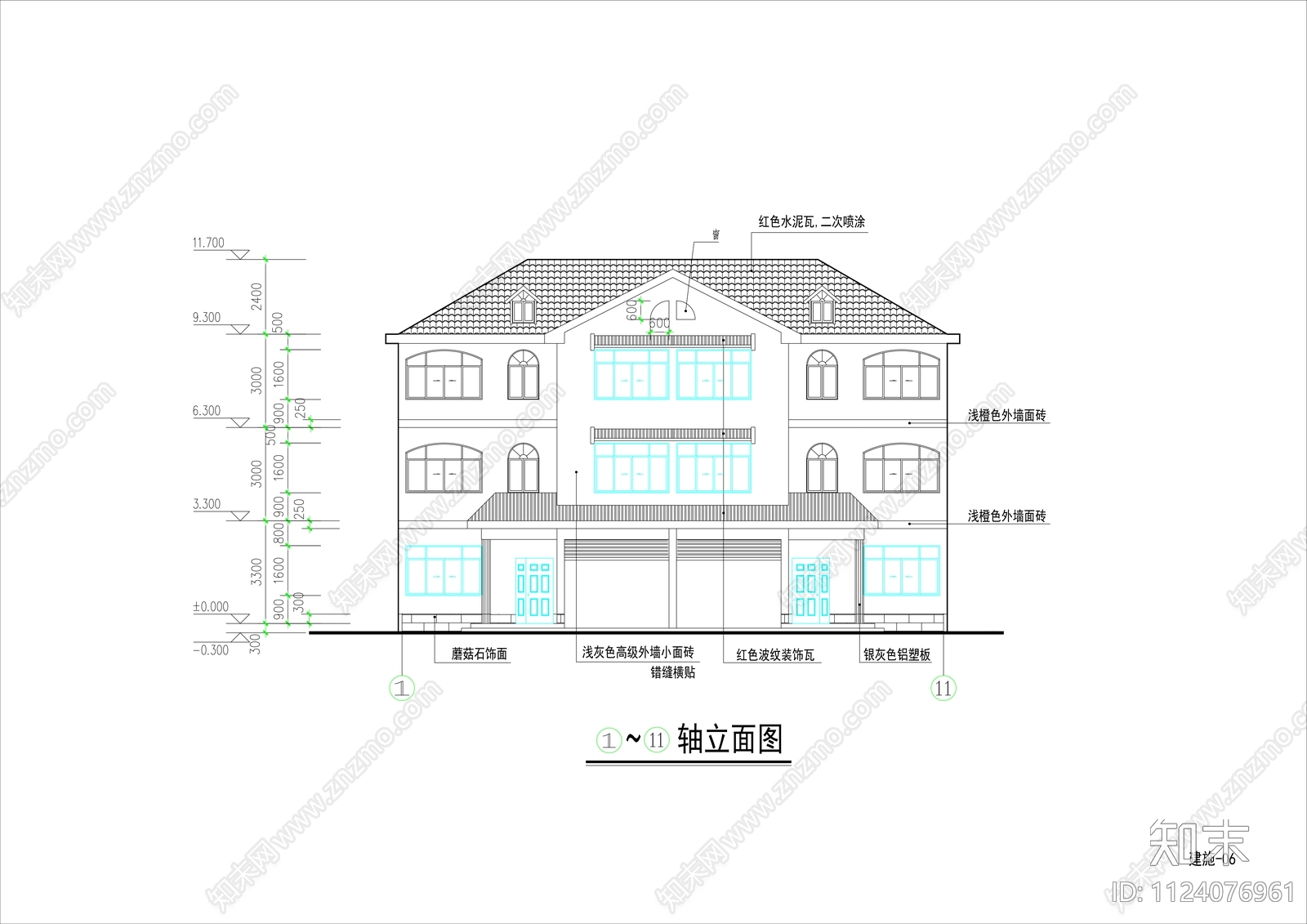 中式新农村民居住宅楼cad施工图下载【ID:1124076961】