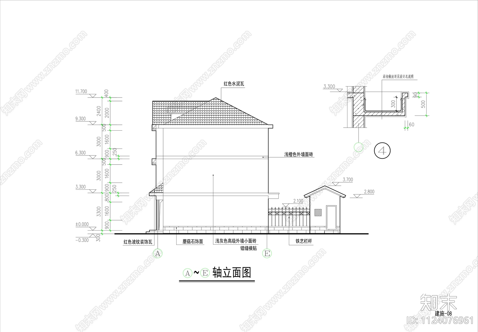 中式新农村民居住宅楼cad施工图下载【ID:1124076961】