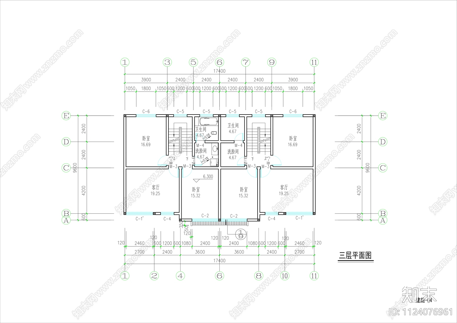 中式新农村民居住宅楼cad施工图下载【ID:1124076961】