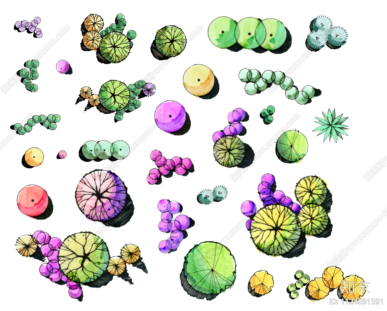 彩平树素材免抠植物PSD贴图下载【ID:1124091591】_【知末网贴图库】