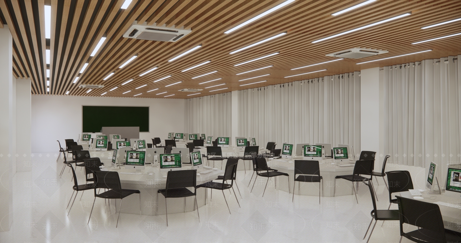 现代电脑教室SU模型下载【ID:1124093783】