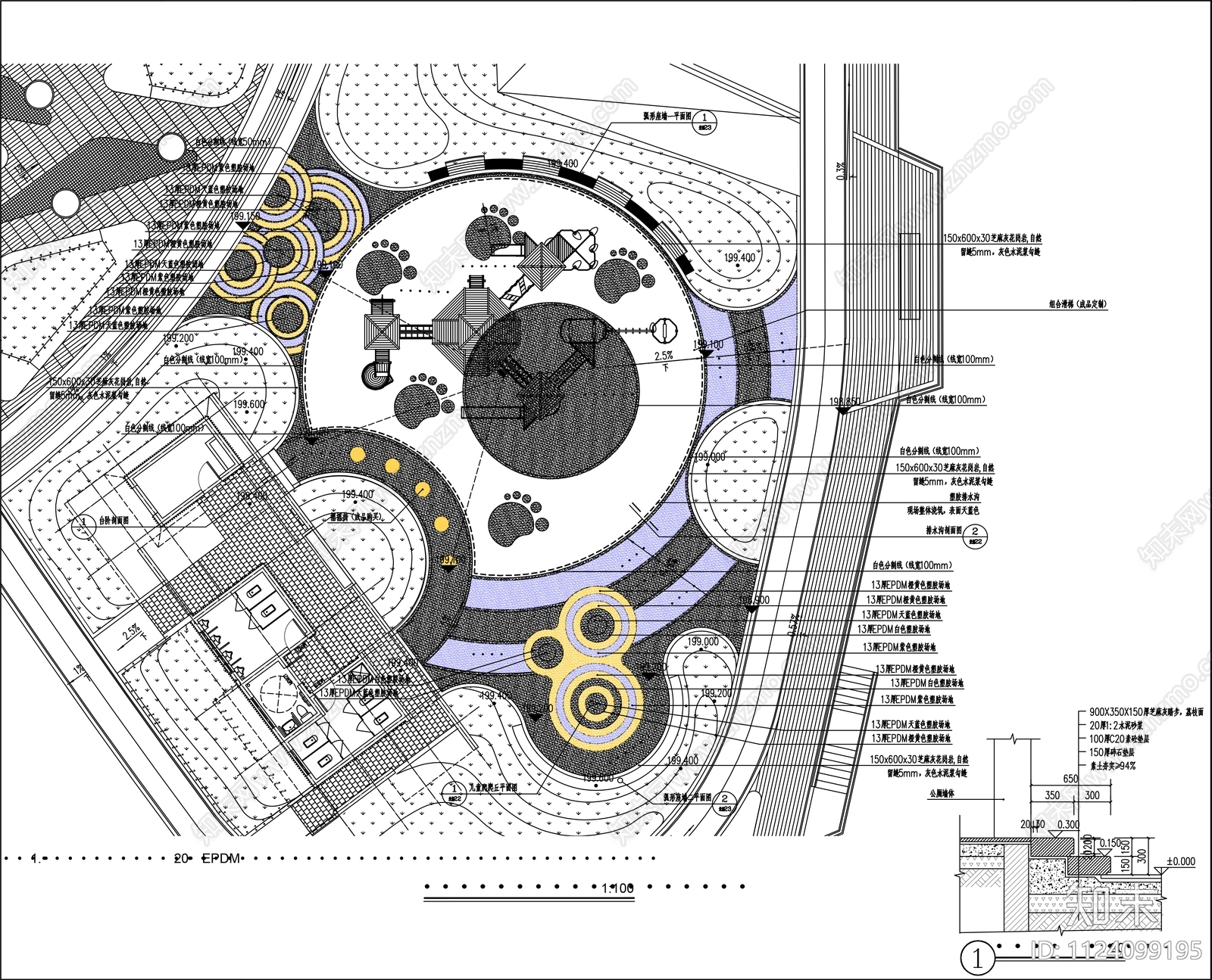 儿童活动场地平面详图施工图下载【ID:1124099195】