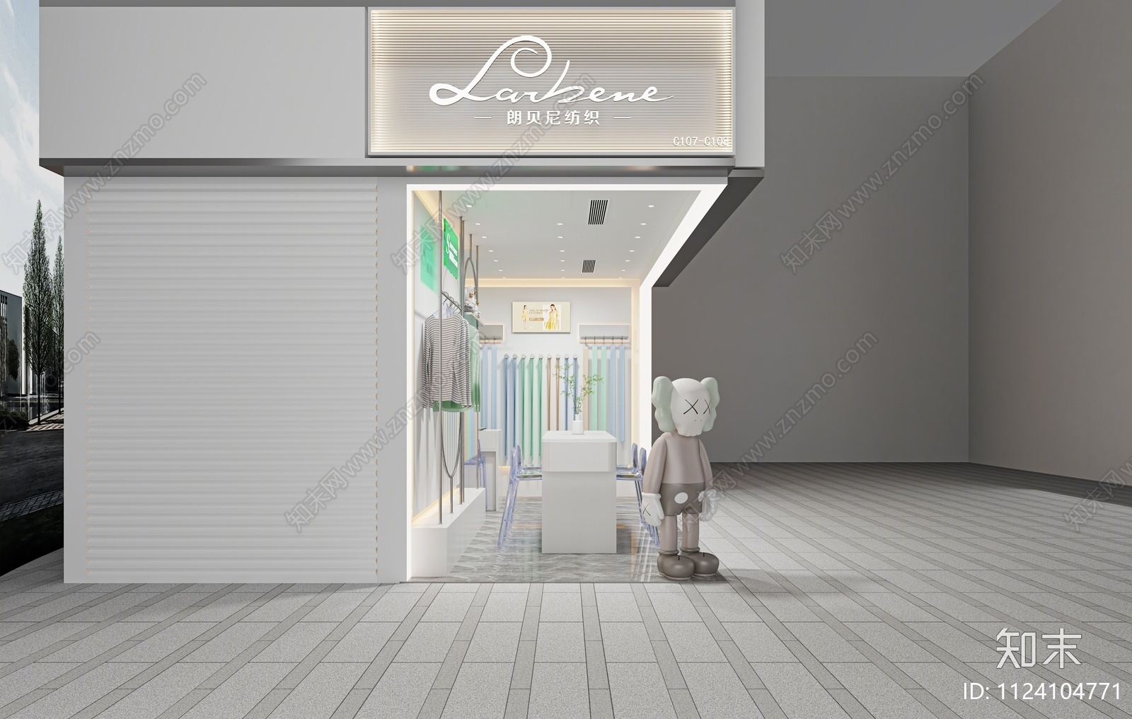 现代服装布艺布料纺织店3D模型下载【ID:1124104771】