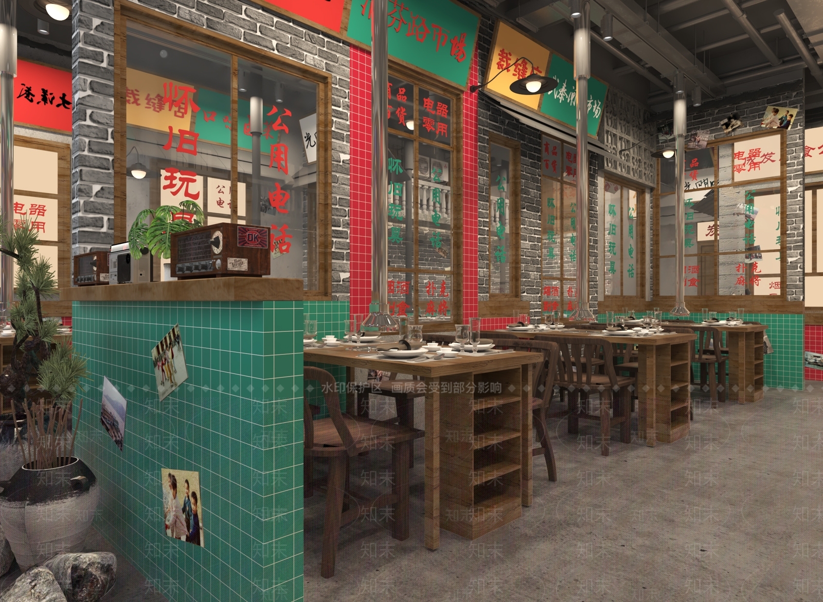 工业风烤肉店3D模型下载【ID:1124111108】