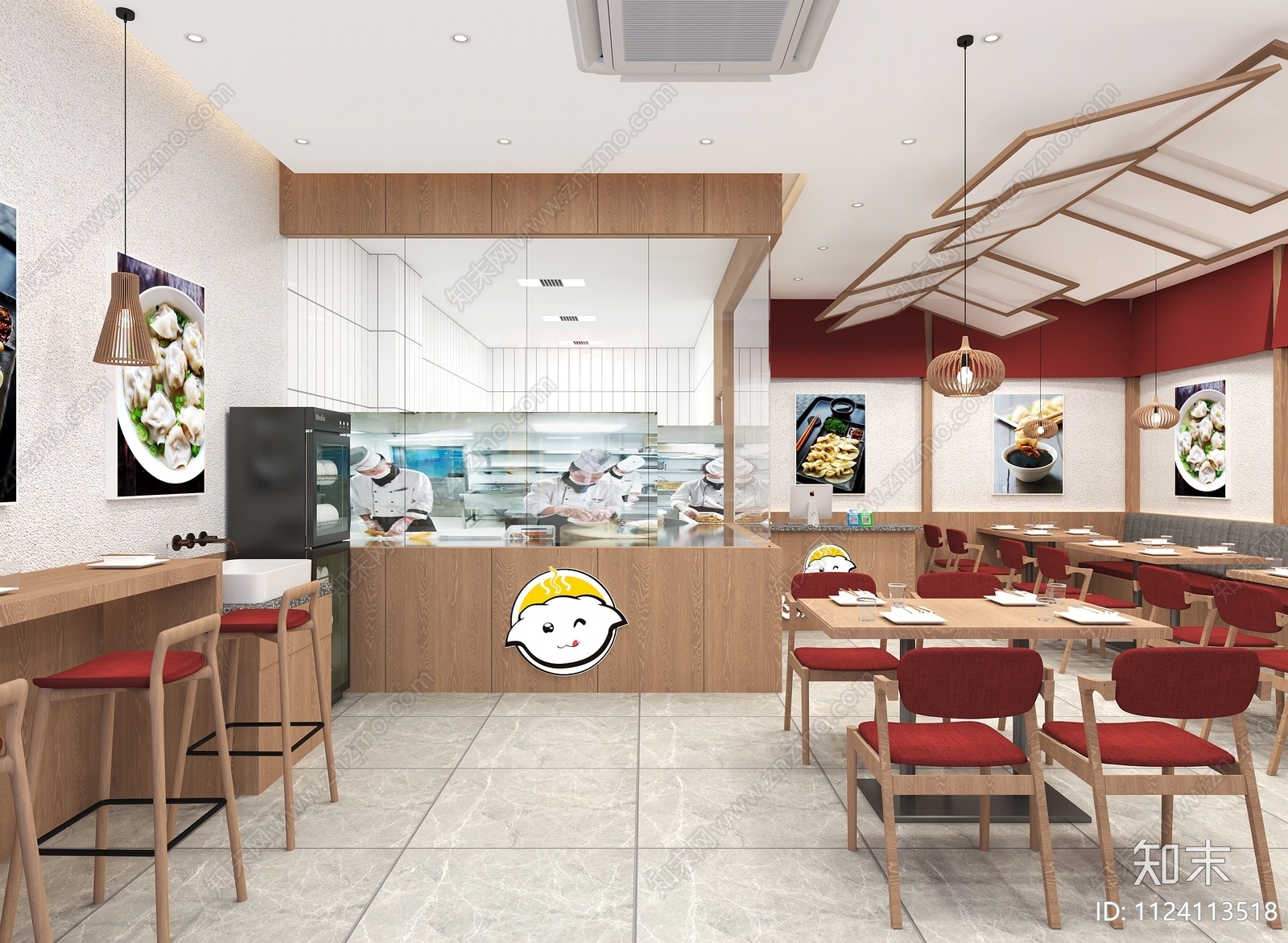 新中式水饺店3D模型下载【ID:1124113518】