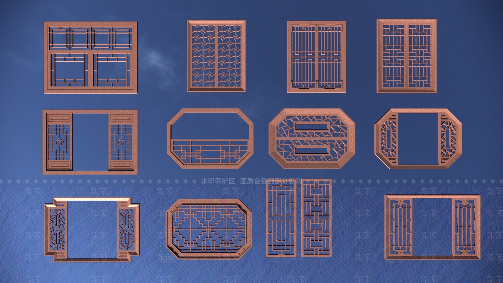 镂花窗SU模型精品下载_SketchUp模型_知末网