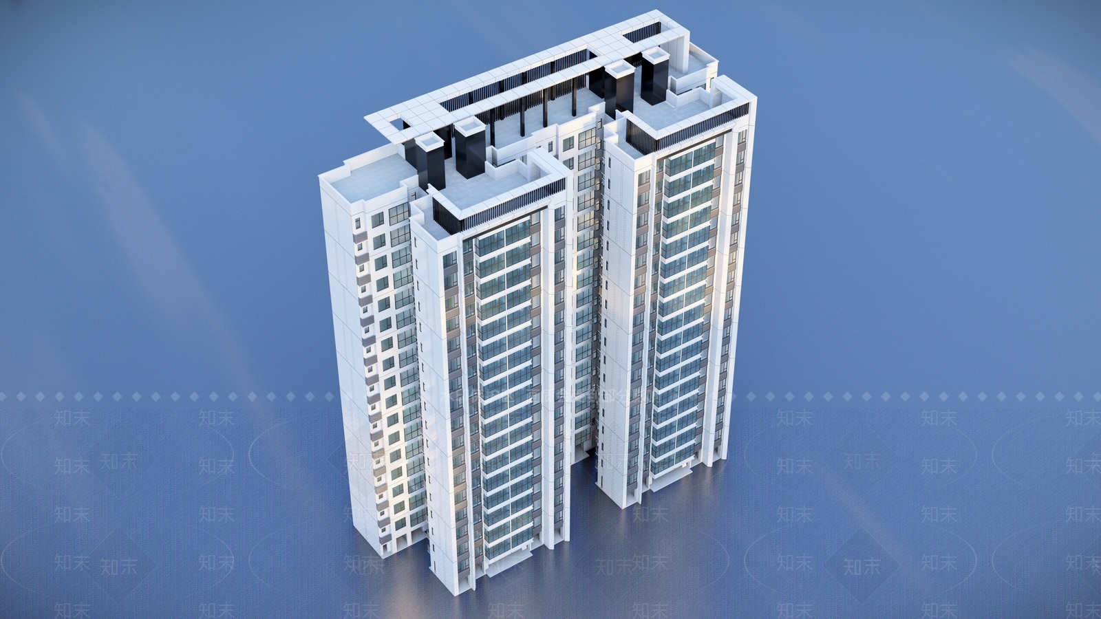 现代高层住宅建筑SU模型下载【ID:1124116096】