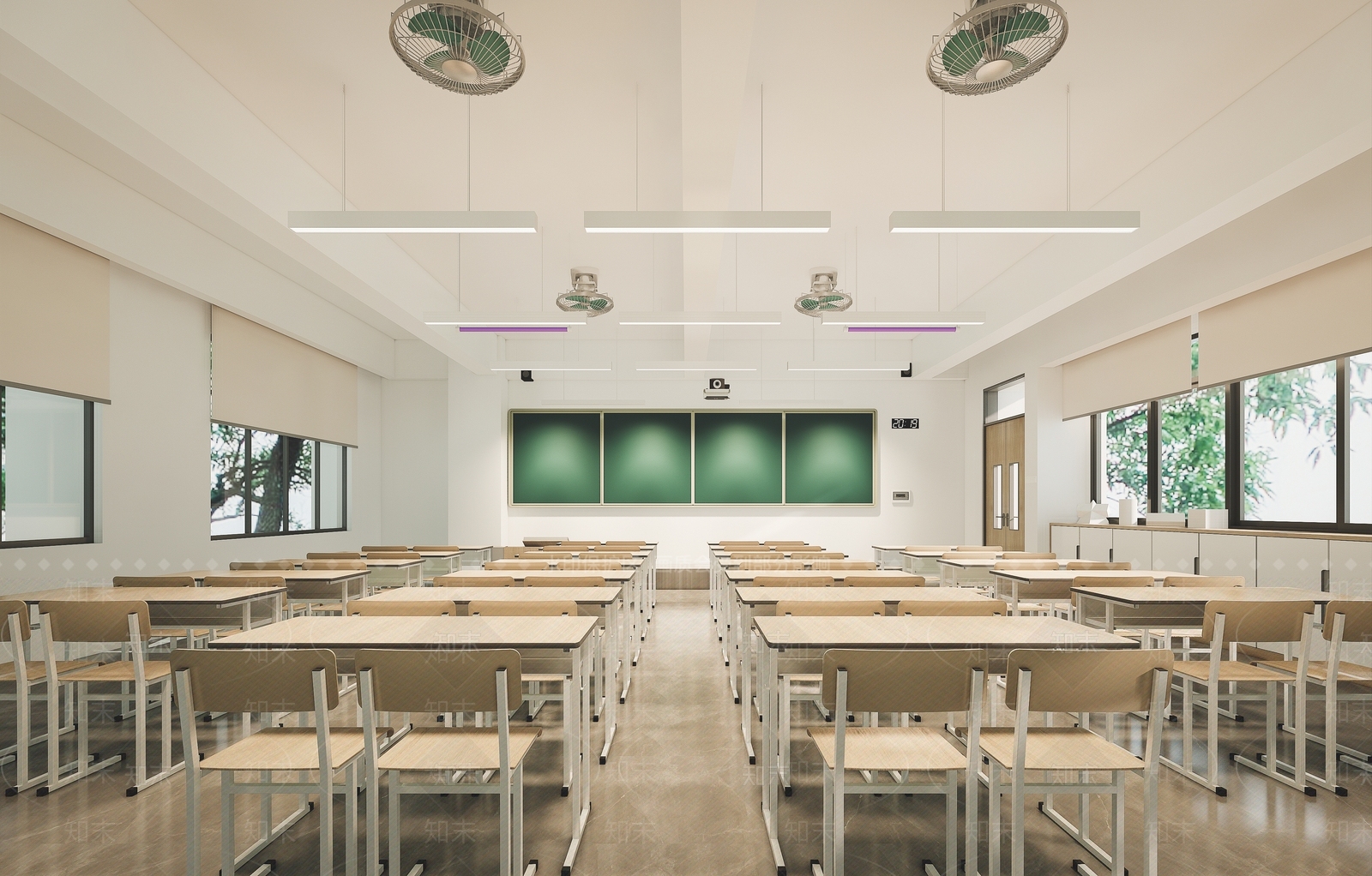 现代普通教室SU模型下载【ID:1124117104】