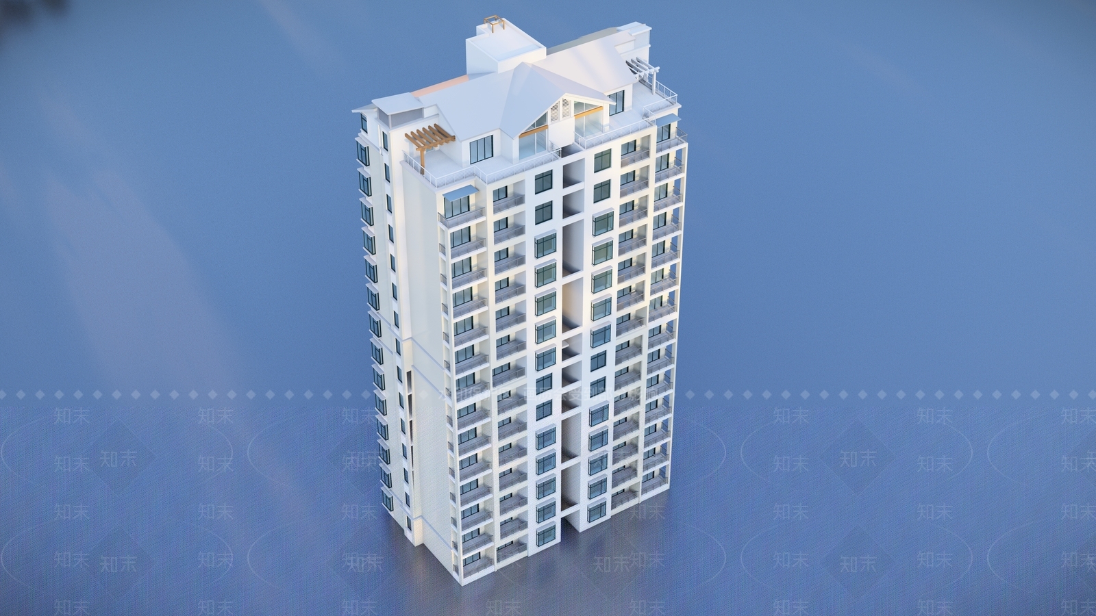 现代高层住宅建筑SU模型下载【ID:1124116904】