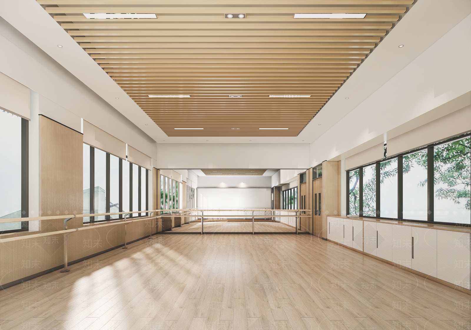 现代中学舞蹈室SU模型下载【ID:1124117601】