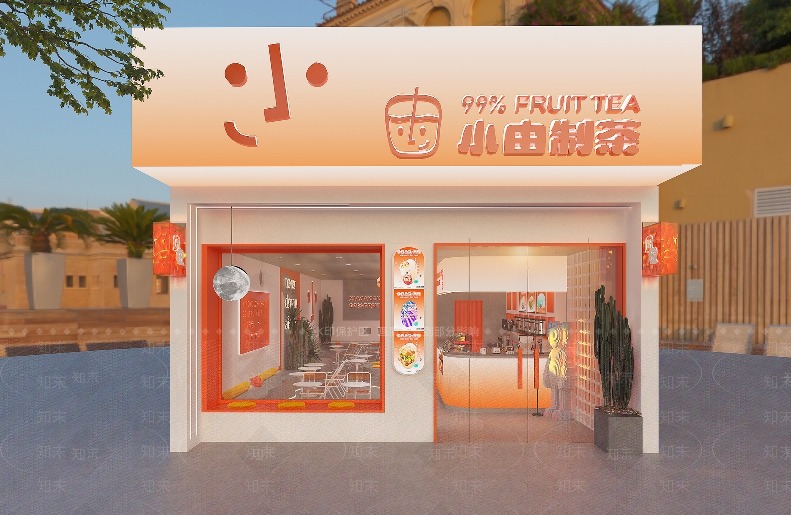 现代奶茶店咖啡店3D模型下载【ID:1124125196】