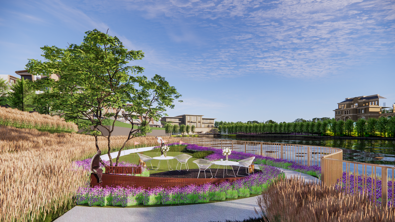 现代高端别墅滨湖景观SU模型下载【ID:1124132889】