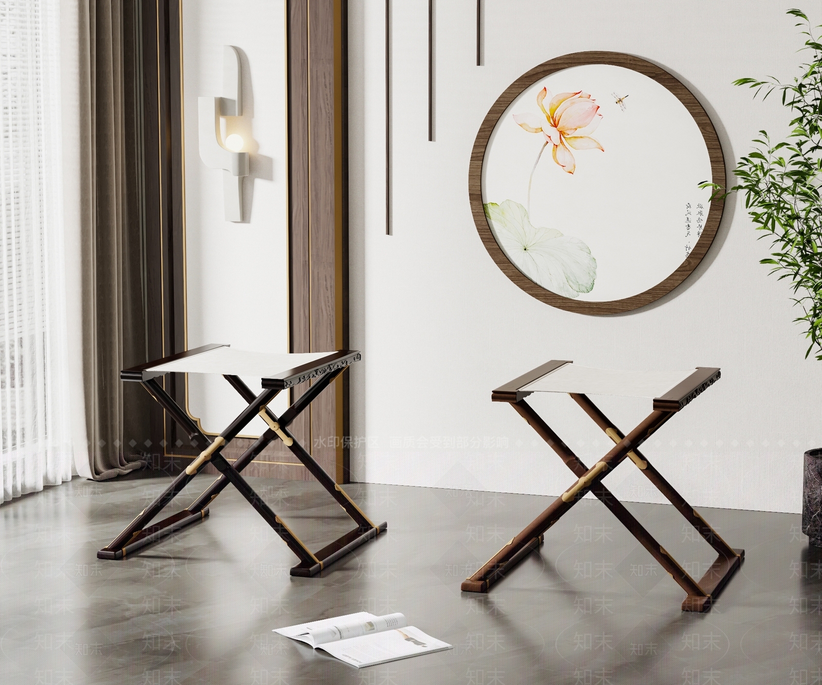 新中式折叠凳3D模型下载【ID:1124139687】