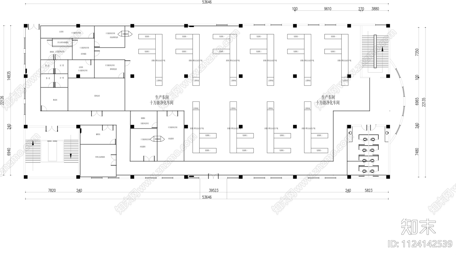 净化车间口罩厂CAD平面图施工图下载【ID:1124142539】