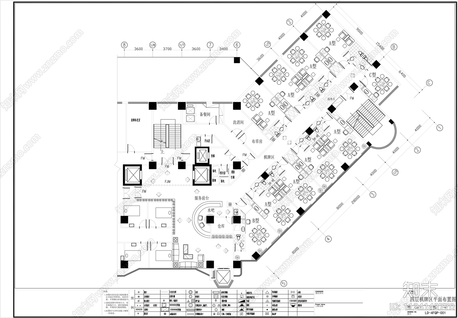 现代麻将房棋牌室CAD图例图库cad施工图下载【ID:1124143770】