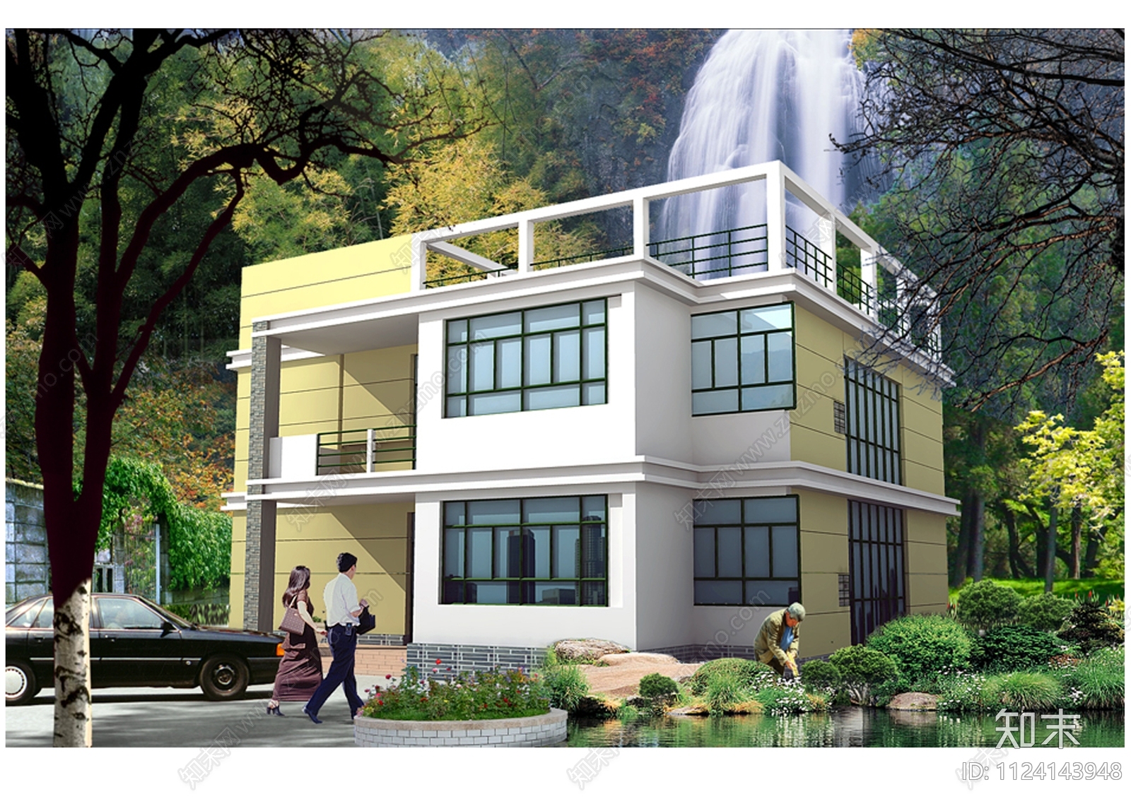 现代别墅CAD施工图施工图下载【ID:1124143948】