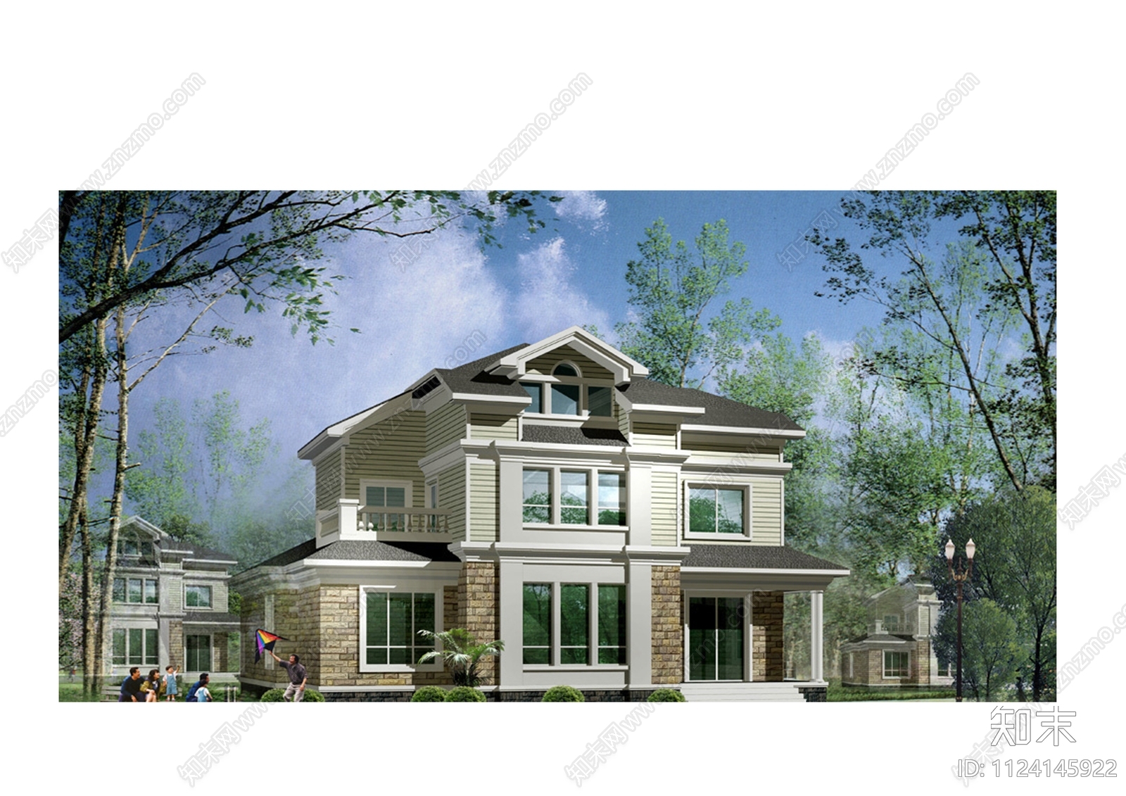 现代别墅CAD施工图施工图下载【ID:1124145922】