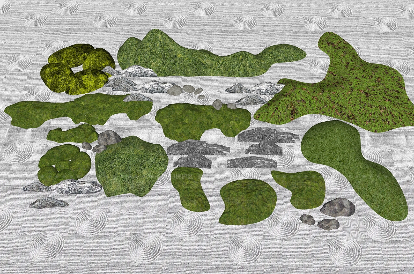 新中式景观微地形SU模型下载【ID:1124147019】