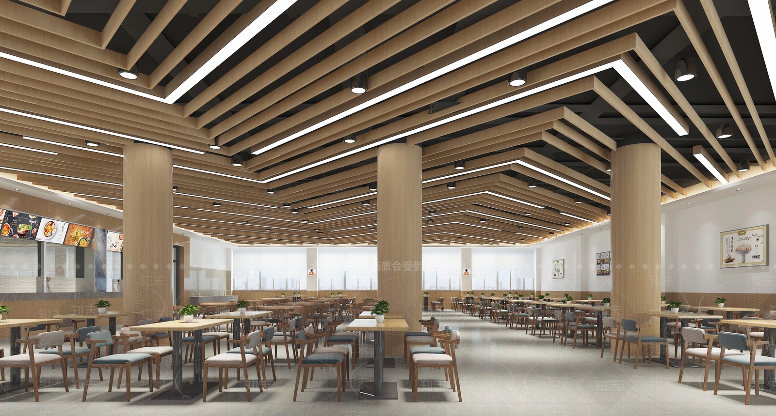 现代职工食堂3D模型下载【ID:1124152694】