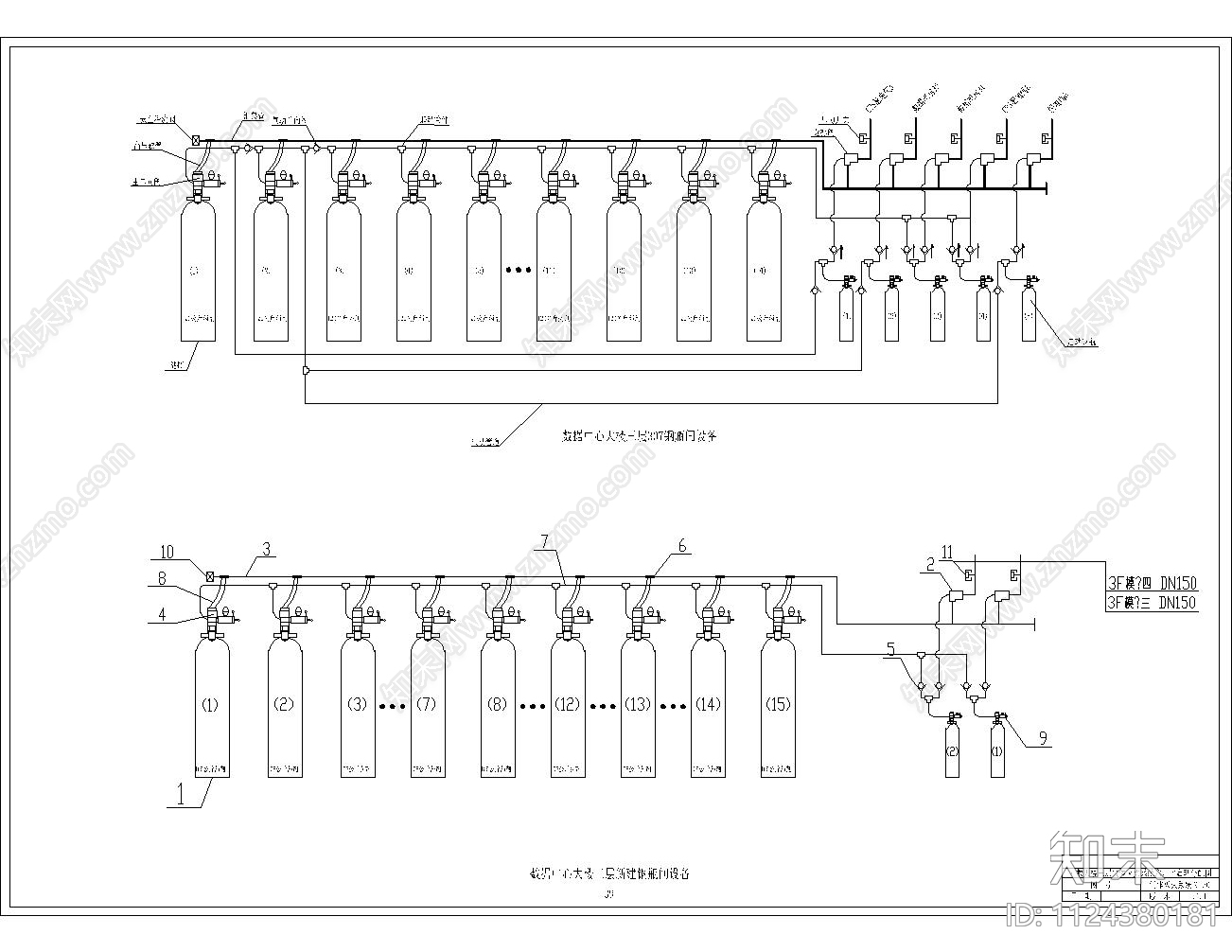 数据中心负一层灭火系统cad施工图下载【ID:1124380181】