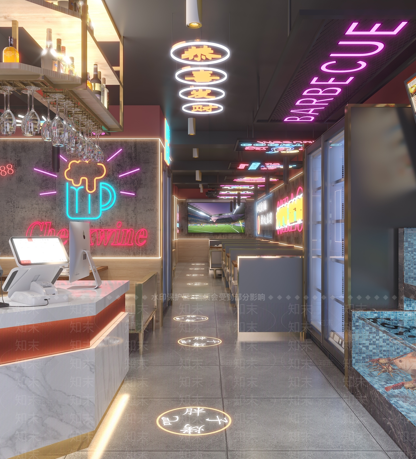 现代烤肉店3D模型下载【ID:1124176074】