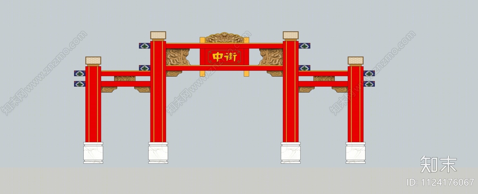 中式牌坊牌楼SU模型下载【ID:1124176067】