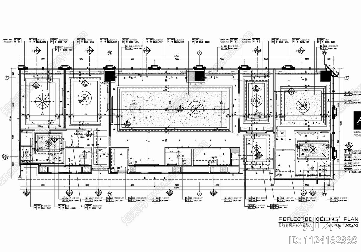 300㎡酒店总统套房客房cad施工图下载【ID:1124182389】