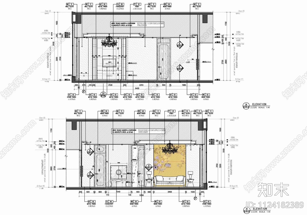 300㎡酒店总统套房客房cad施工图下载【ID:1124182389】