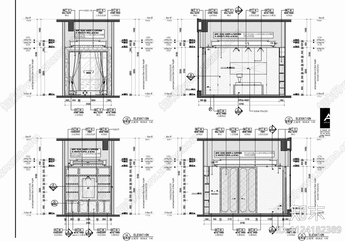 300㎡酒店总统套房客房cad施工图下载【ID:1124182389】