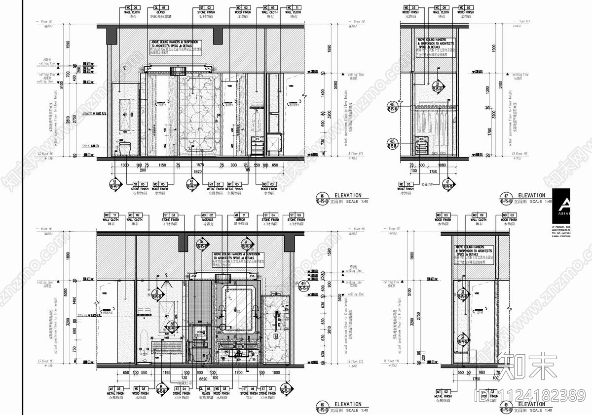 300㎡酒店总统套房客房cad施工图下载【ID:1124182389】