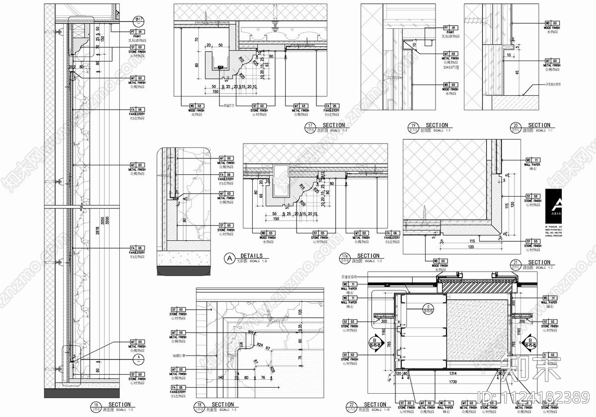 300㎡酒店总统套房客房cad施工图下载【ID:1124182389】