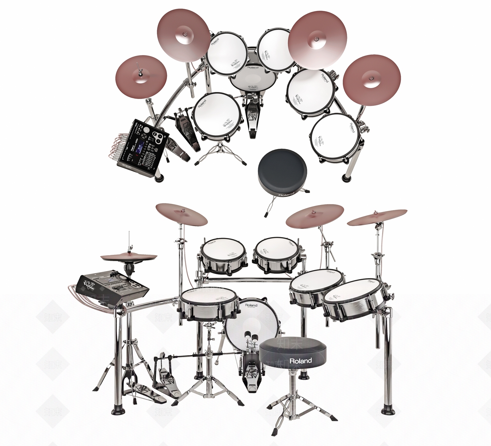 现代架子鼓3D模型下载【ID:1124191214】