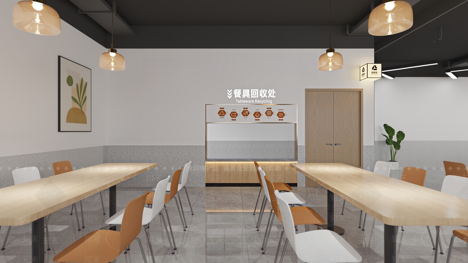 现代食堂3D模型下载【ID:1124191431】
